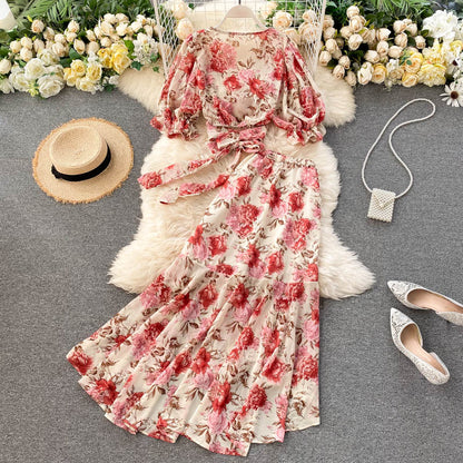 Cute Floral Chiffon Two Pieces Dress Fashion Dress RF0072