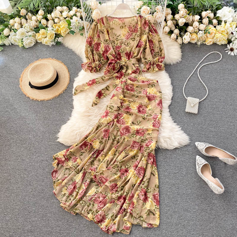 Cute Floral Chiffon Two Pieces Dress Fashion Dress RF0072