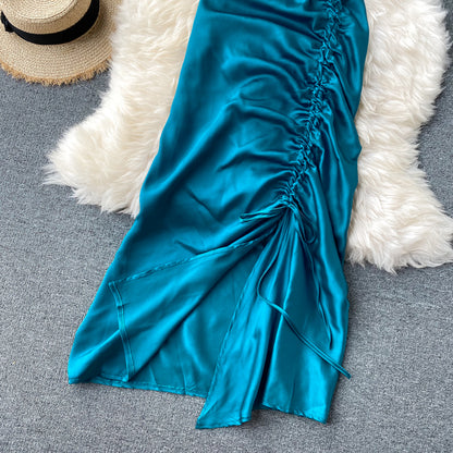 Simple Satin Long Dress Fashion Dress RF0056