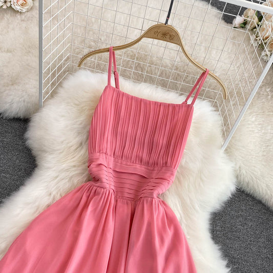 Pink Chiffon Short Dress A Line Fashion Dress RF0054