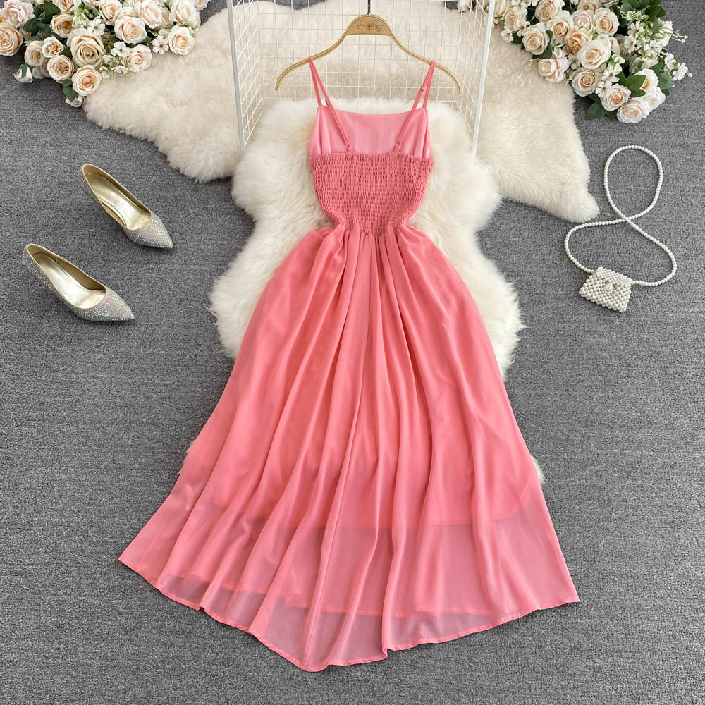 Pink Chiffon Short Dress A Line Fashion Dress RF0054