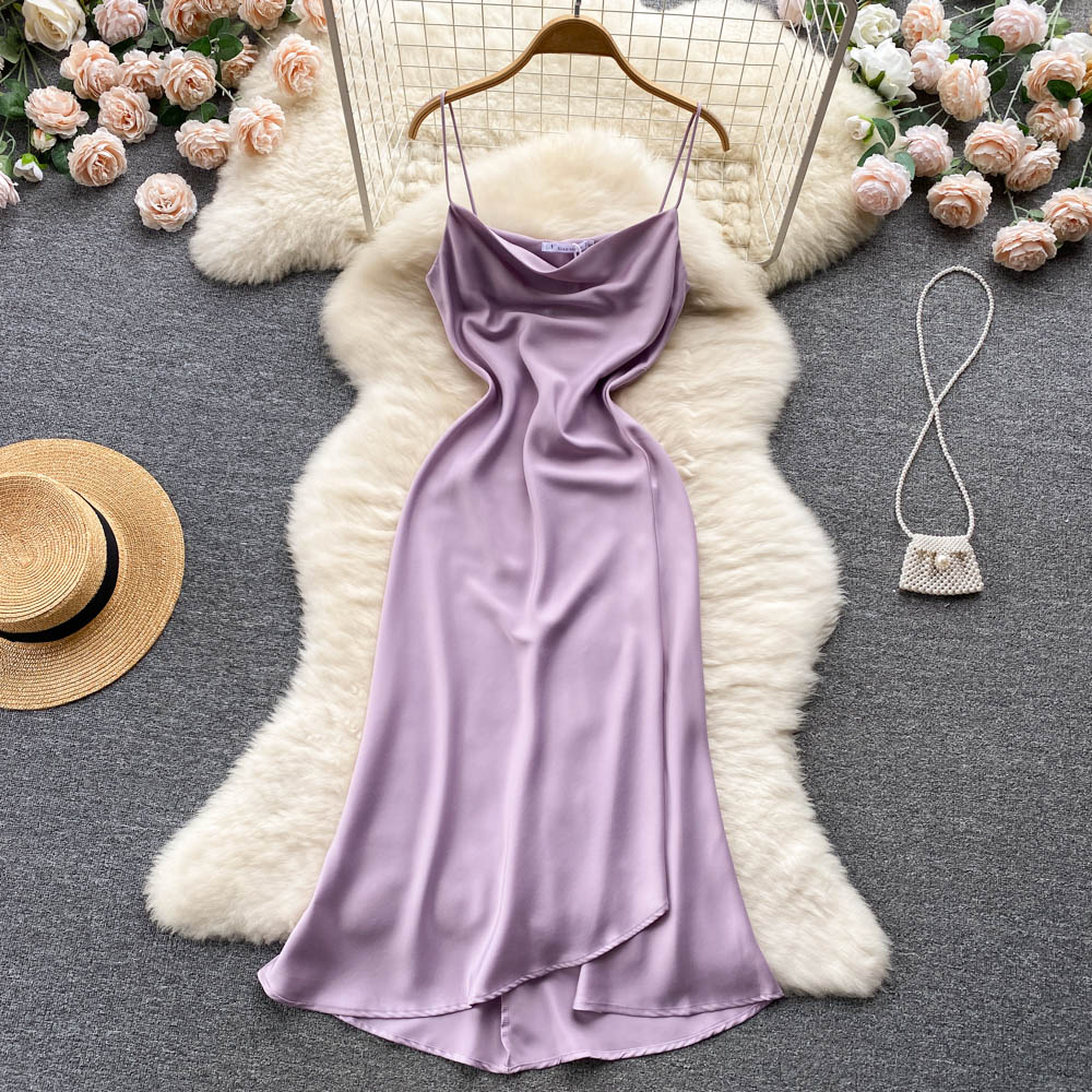 Purple Satin Fashion Dress RF0052