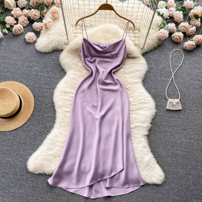 Purple Satin Fashion Dress RF0052
