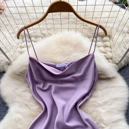 Purple Satin Fashion Dress RF0052