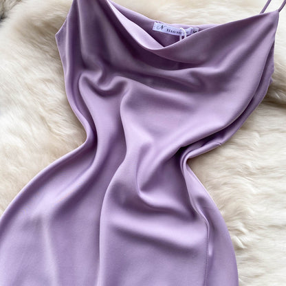 Purple Satin Fashion Dress RF0052