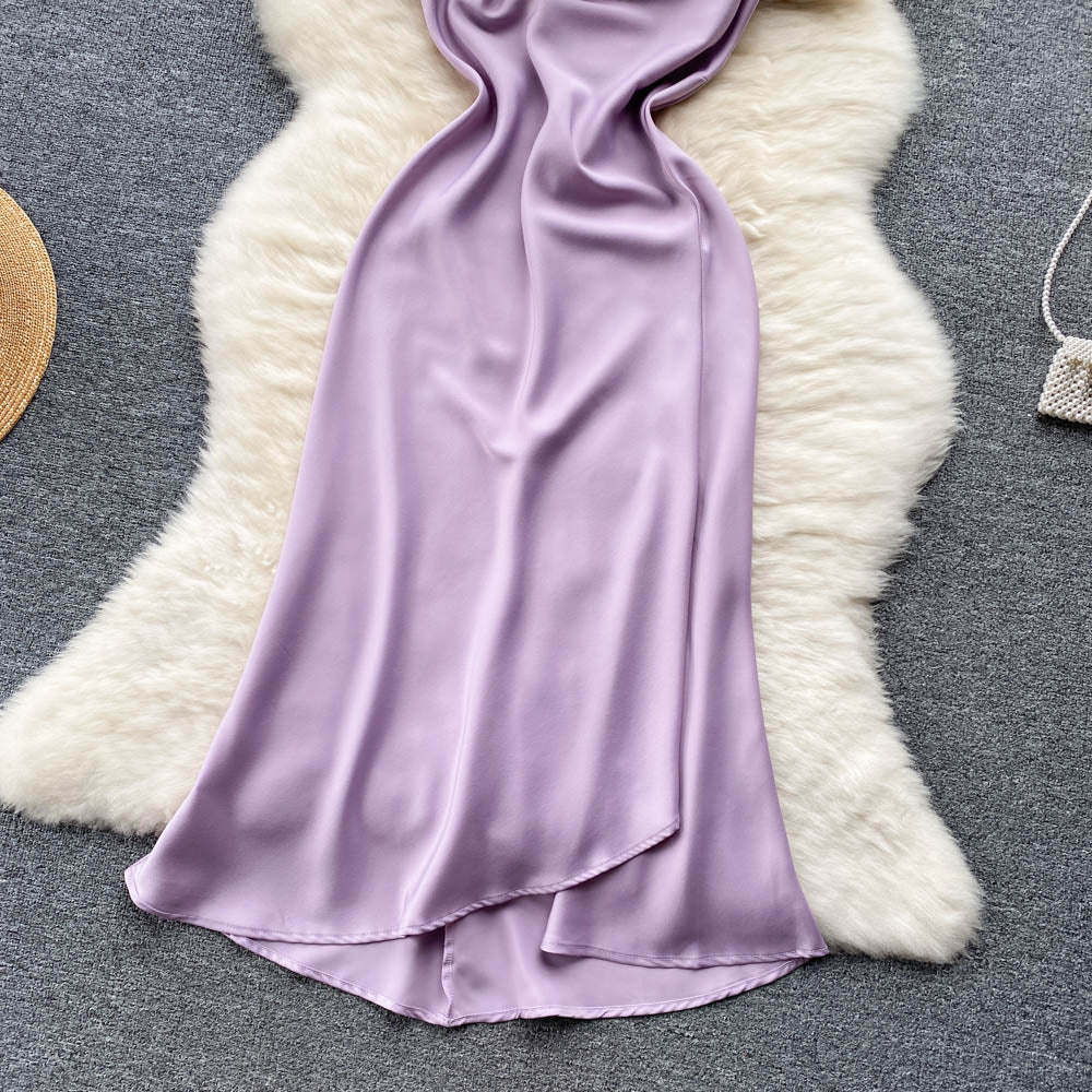 Purple Satin Fashion Dress RF0052