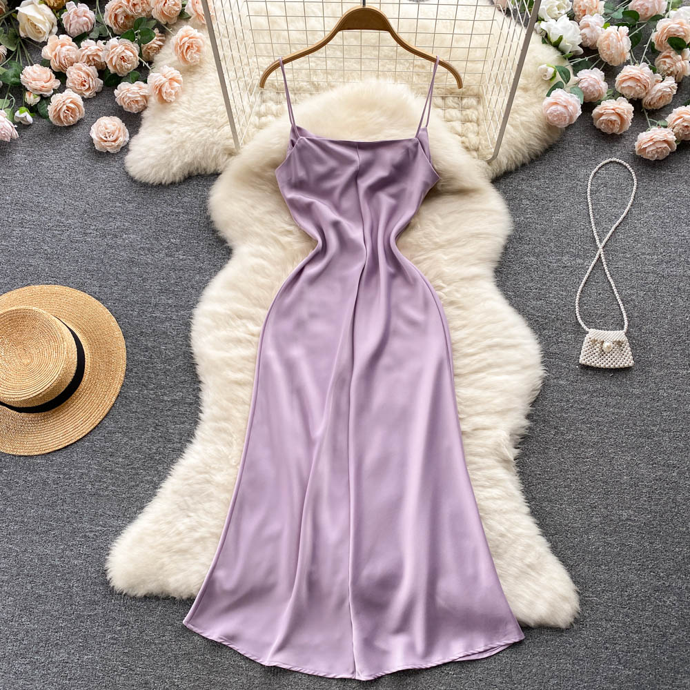 Purple Satin Fashion Dress RF0052