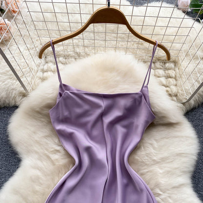 Purple Satin Fashion Dress RF0052