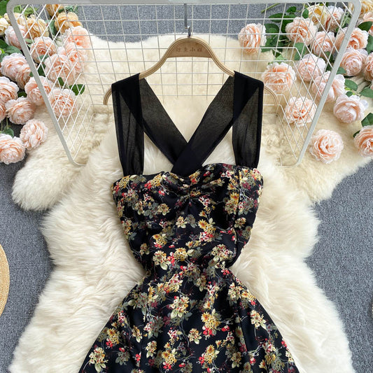 Black A-line Floral Dress Fashion Dress BF0029