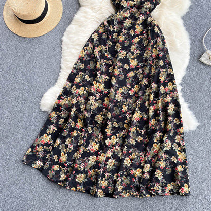 Black A-line Floral Dress Fashion Dress BF0029
