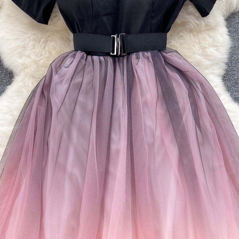 Black And Pink Tulle Short A Line Dress Fashion Dress RF0021