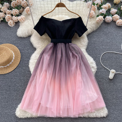 Black And Pink Tulle Short A Line Dress Fashion Dress RF0021