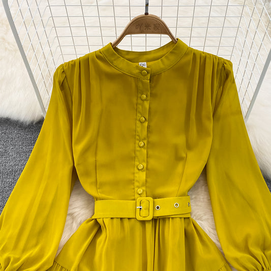Cute Chiffon Long Sleeve Dresses, A-line Fashion Girl Dresses RF0019