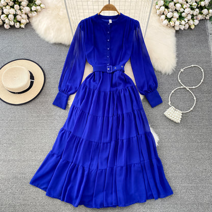 Cute Chiffon Long Sleeve Dresses, A-line Fashion Girl Dresses RF0019