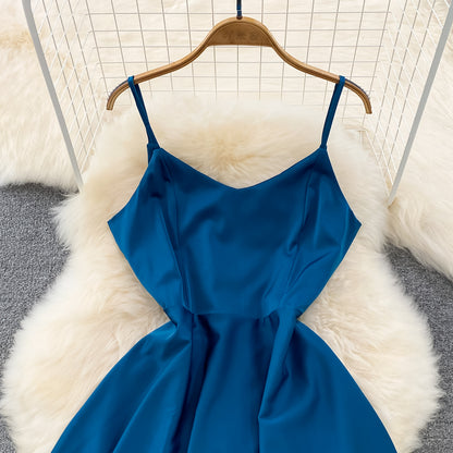 Simple V-neck Long Dresses, A-line Spaghetti Straps Party Dresses RF0017