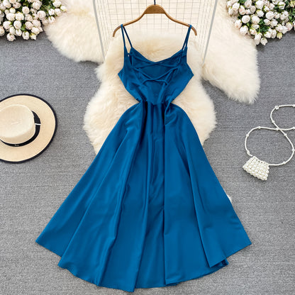Simple V-neck Long Dresses, A-line Spaghetti Straps Party Dresses RF0017