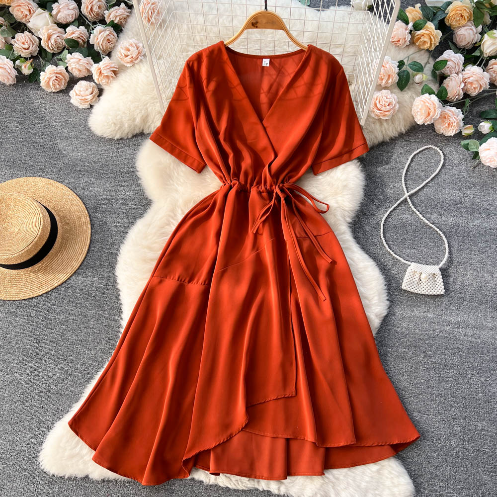 Lovely V-neck Short Dress, A-line Girl Fashion Dress RF0016