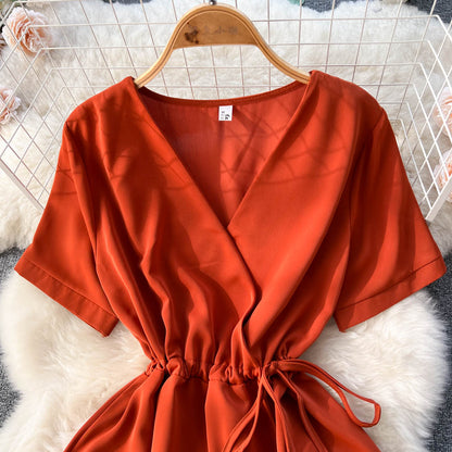 Lovely V-neck Short Dress, A-line Girl Fashion Dress RF0016