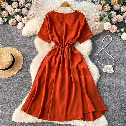 Lovely V-neck Short Dress, A-line Girl Fashion Dress RF0016