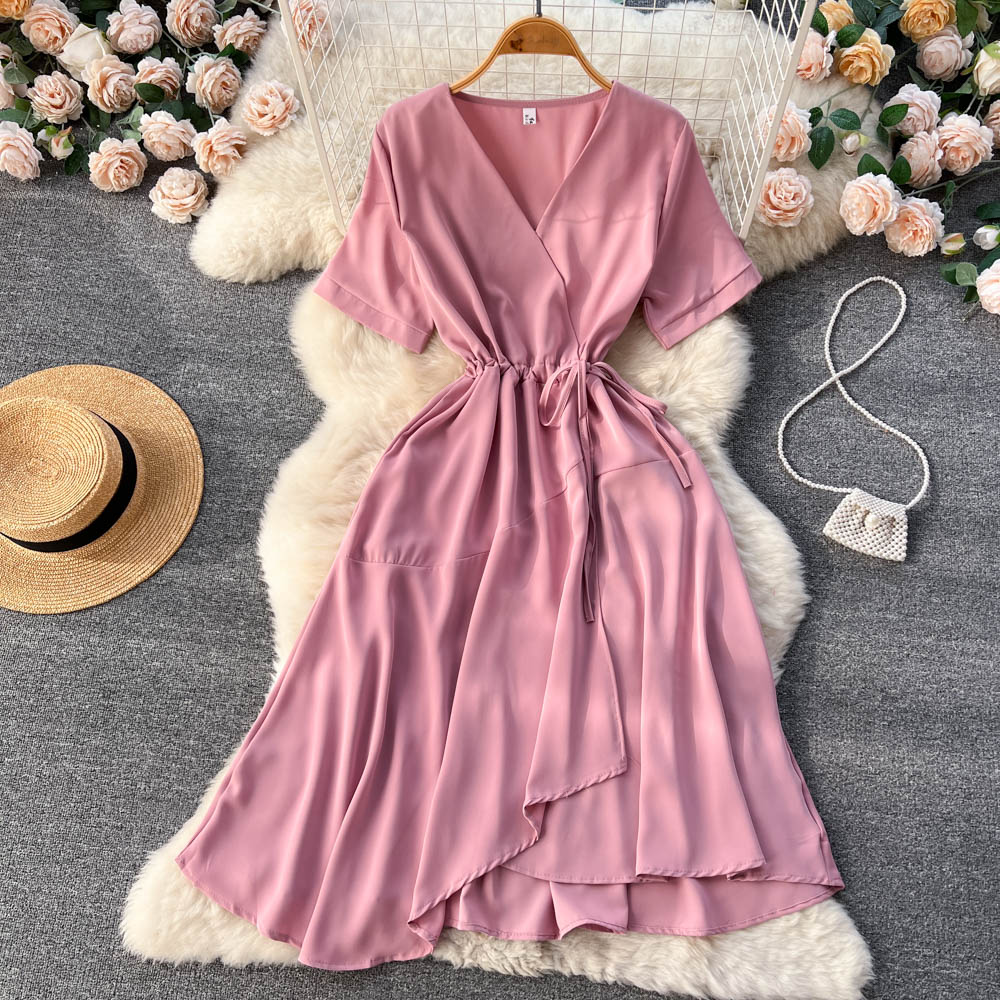 Lovely V-neck Short Dress, A-line Girl Fashion Dress RF0016