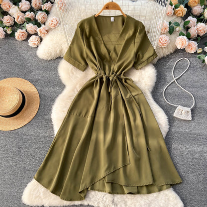 Lovely V-neck Short Dress, A-line Girl Fashion Dress RF0016
