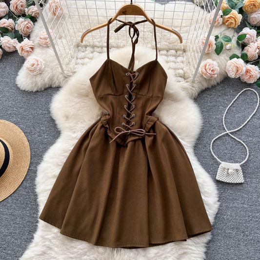 Cute Lace-up Short Dress, A-line Fashion Dress RF0015