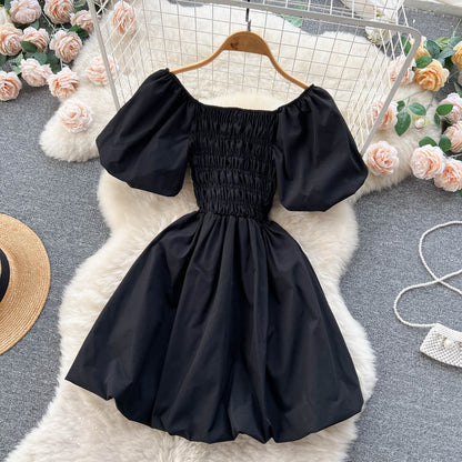 Cute Puff Sleeve Dress, A-line Fashion Girl Dress RF0014