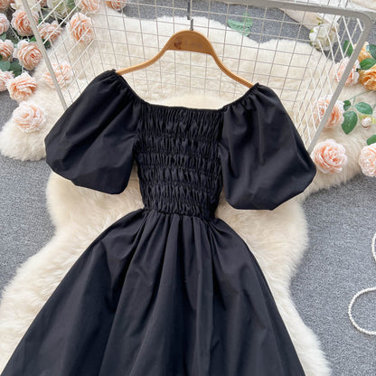 Cute Puff Sleeve Dress, A-line Fashion Girl Dress RF0014