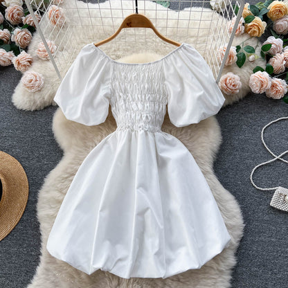 Cute Puff Sleeve Dress, A-line Fashion Girl Dress RF0014