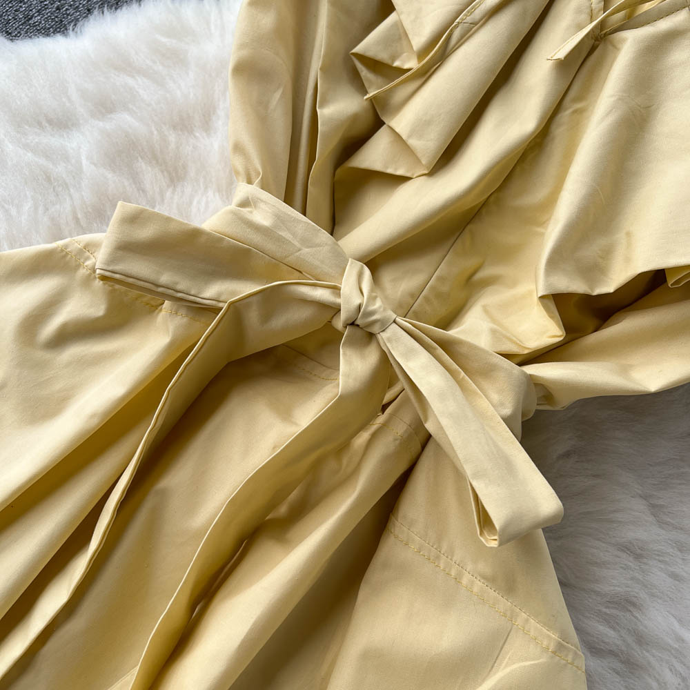 Cute A-line Short Sleeve Dress, Yellow Fashion Dress RF0013