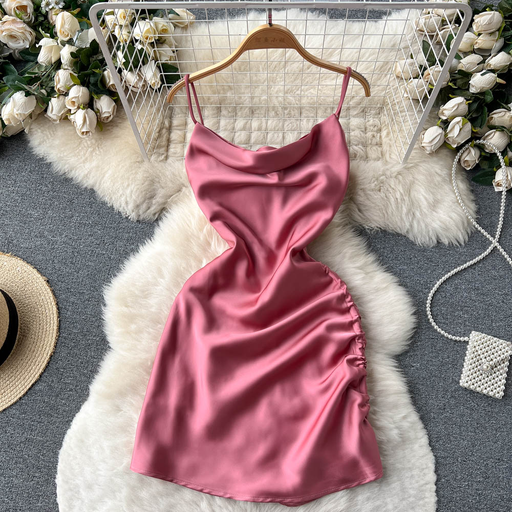 Simple Satin Short Dress, Fashion Dress RF0011