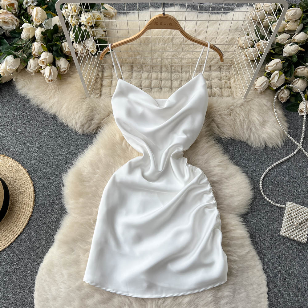 Simple Satin Short Dress, Fashion Dress RF0011