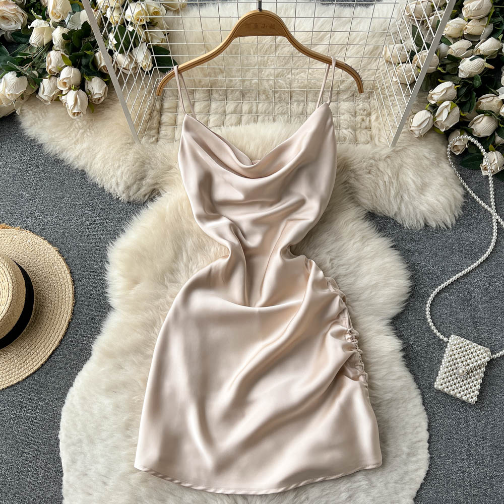 Simple Satin Short Dress, Fashion Dress RF0011