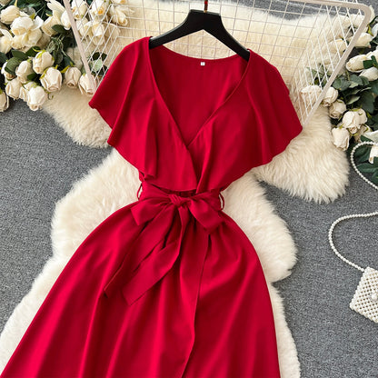 Cute V-neck Dress, A-line Fashion Dress RF0006