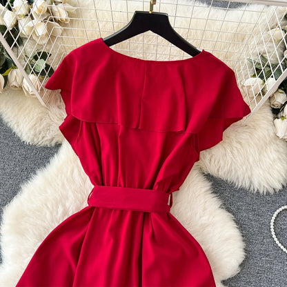 Cute V-neck Dress, A-line Fashion Dress RF0006