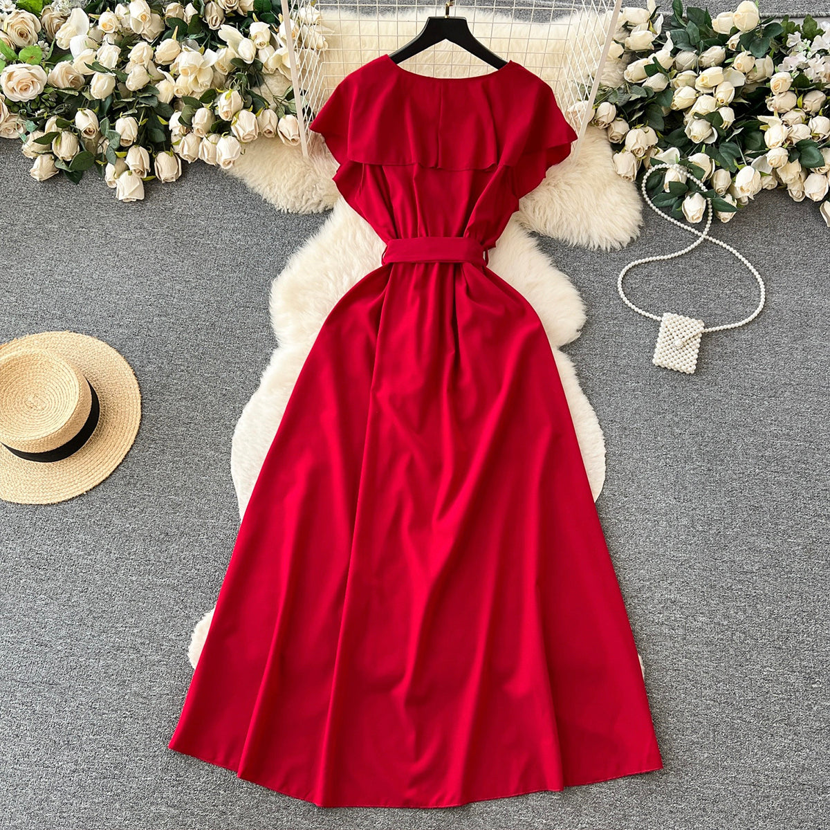 Cute V-neck Dress, A-line Fashion Dress RF0006
