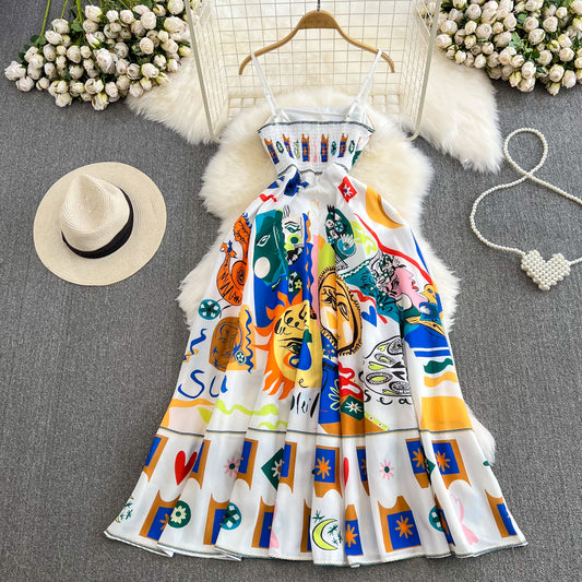 Vibrant Abstract Print Summer Dress RF0002