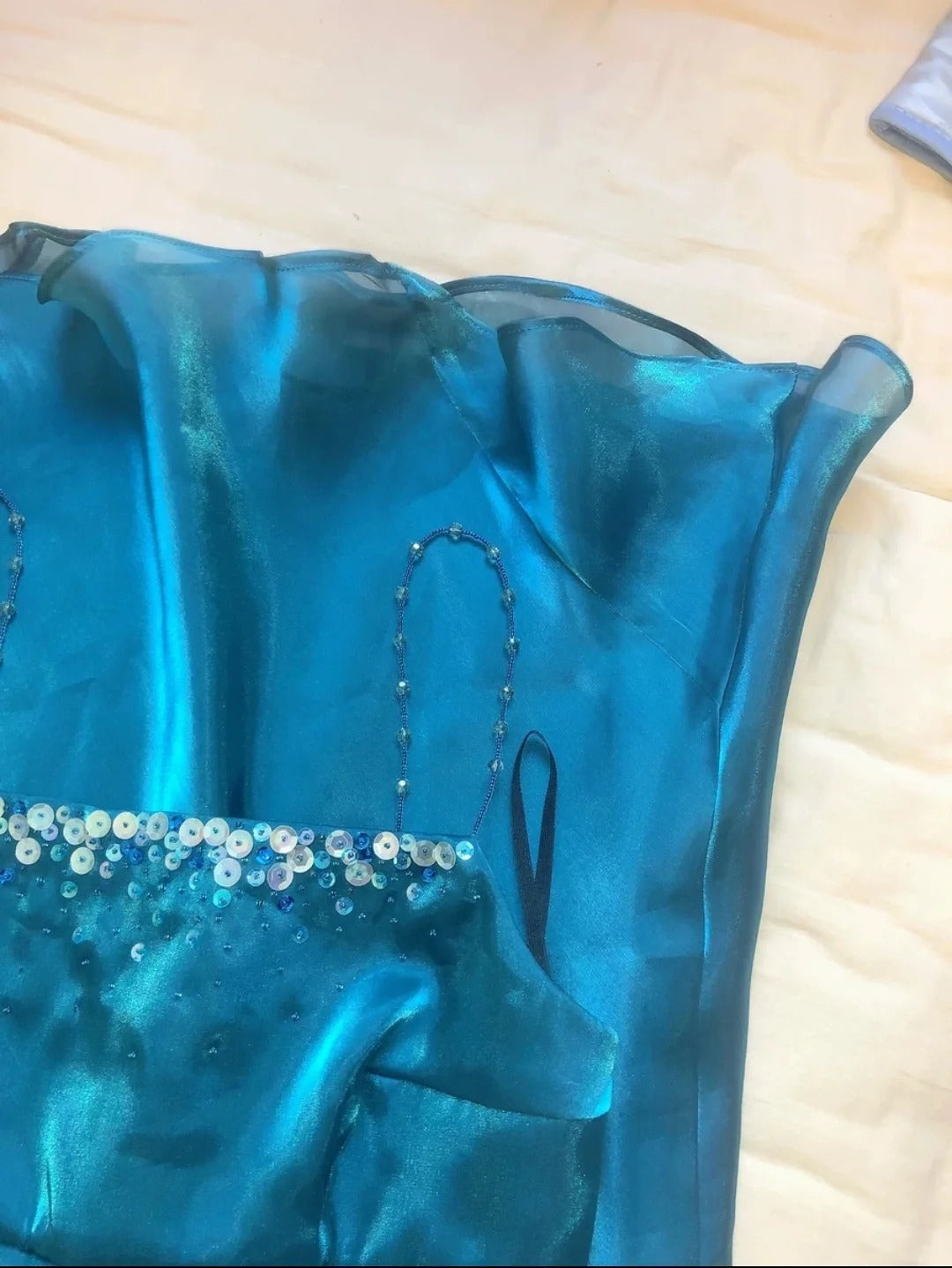 Vintage Prom Dresses 70s Mermaid Spaghetti Straps Blue With Beading Sleeveless Evening Formal Outfits RB4303