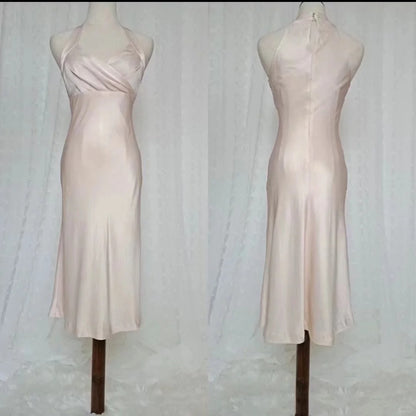 Vintage Sheath Halter Pink 9th Grad Tea length Aesthetic Look Homecoming Dresses RB4288