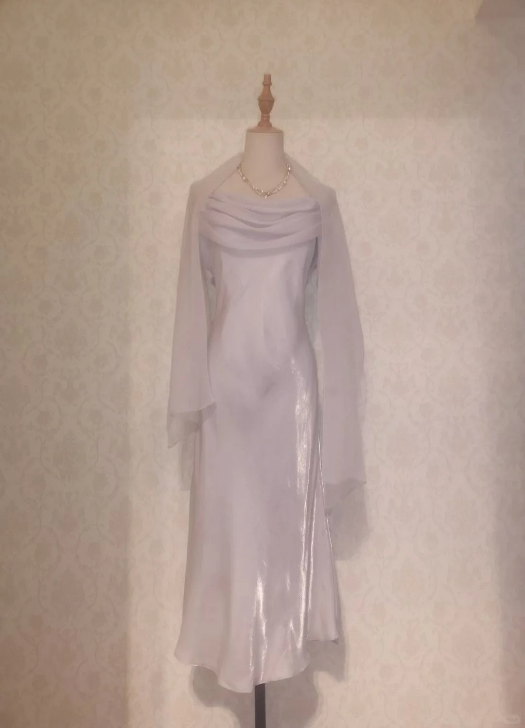 Vintage Prom Dresses 70s Mermaid Spaghetti Straps Lilac With Cape Tea Length Formal Outfits RB4285
