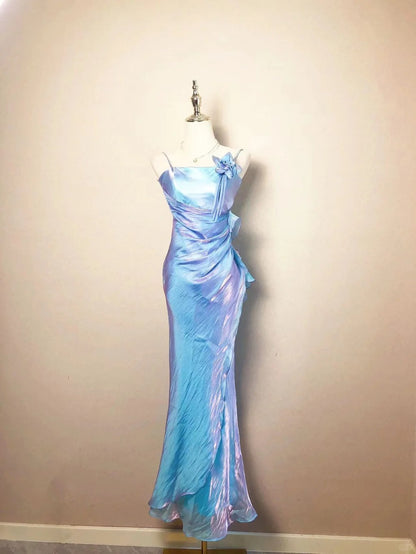 Vintage Prom Dresses 80s Mermaid Spaghetti Straps Lavender Sleeveless Floor Length Evening Formal Outfits RB4284
