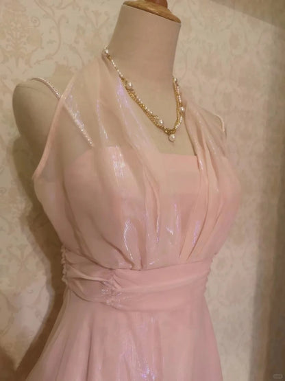 Vintage A line Halter Pink 9th Grad Knee length Aesthetic Look Homecoming Dresses RB4291