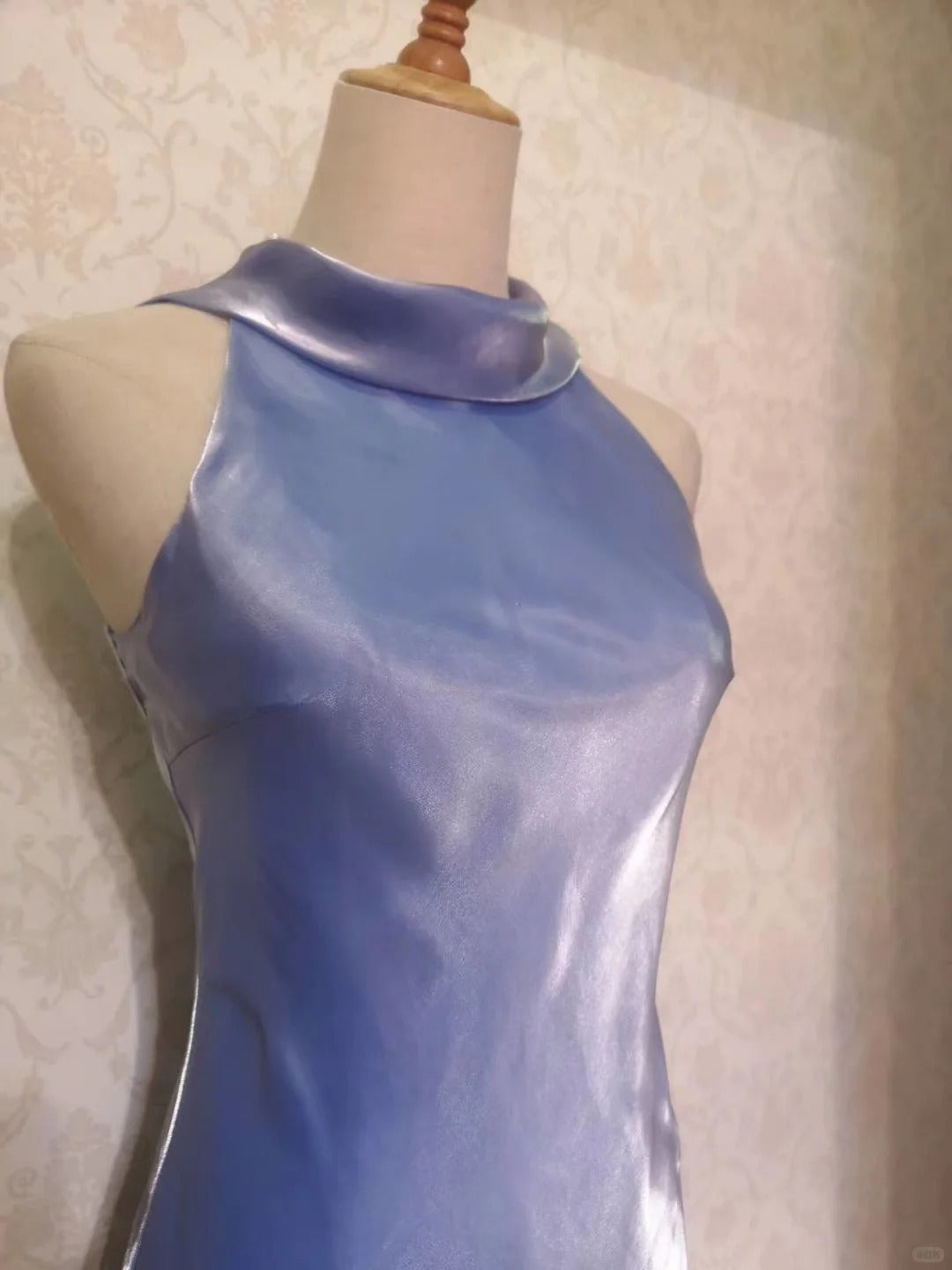 Vintage Prom Dresses 1950s Mermaid High Neck Lavender With Ruffle Sleeveless Tea Length Evening Formal Outfits RB4282