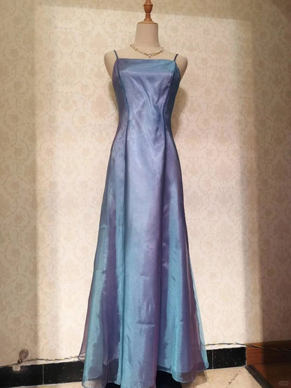 Vintage Prom Dresses 70s A Line Spaghetti Straps Lavender Sleeveless Evening Formal Outfits RB4317
