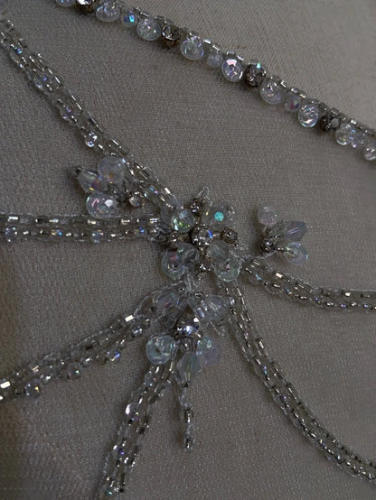 Vintage Prom Dresses Inspo A Line Scoop Silver Chiffon Long 80s With Beaded Formal Gowns N3394