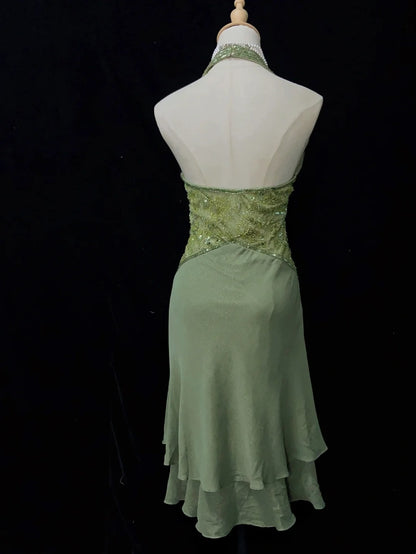 Modest A line Halter Green Chiffon Ideas For Women Short Birthday Dresses Mini Homecoming Outfits N3375