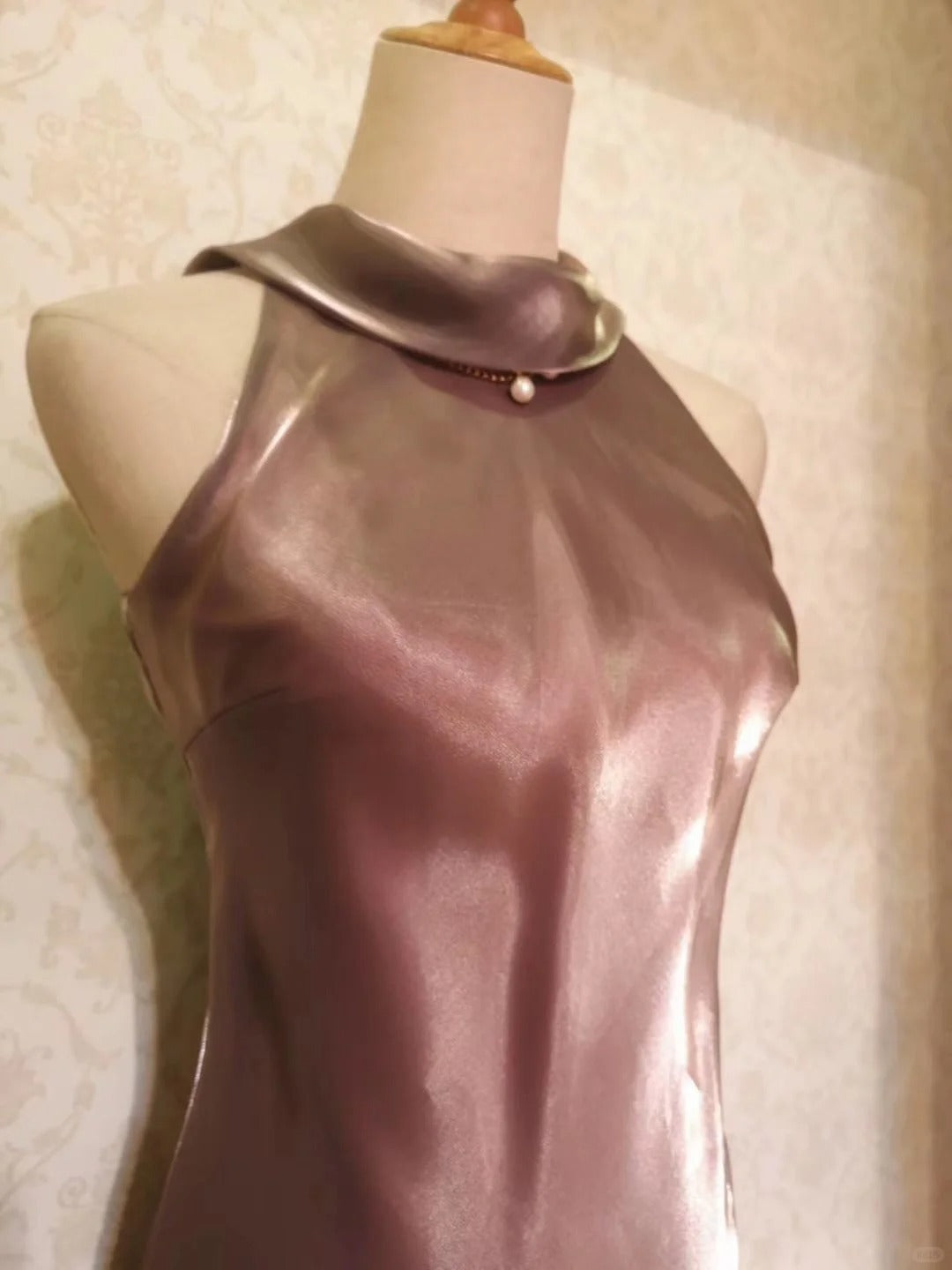 Vintage Prom Dresses 1950s Mermaid High Neck Brown With Ruffles Sleeveless Tea Length Evening Formal Outfits RB4280