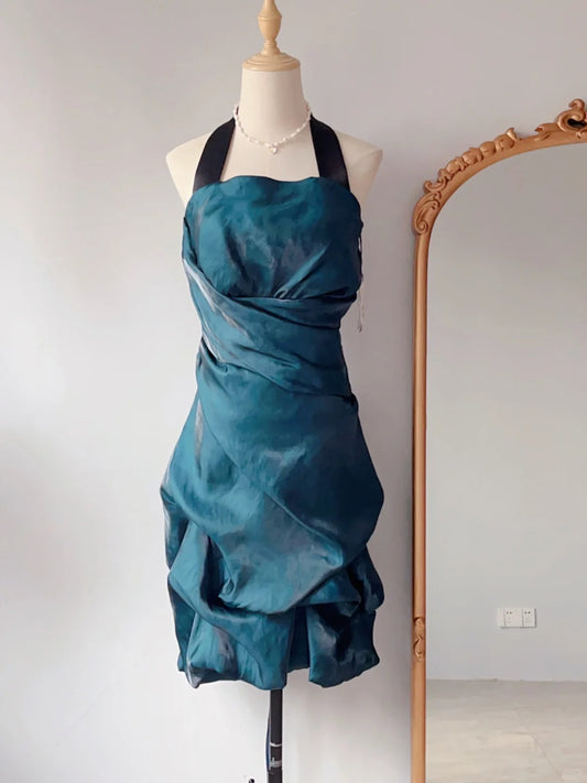 Vintage A line Halter 9th Grade 80s Short Senior Inspo Birthday 18th Party Outfits Homecoming Dresses RB3234