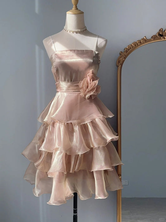Vintage Ball Gown 80s Spaghetti Straps 9th Grad Knee Dress Aesthetic Look Homecoming Dresses RB4271