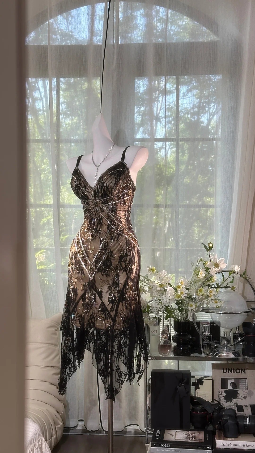Cute Mermaid Spaghetti Strap Black Lace Knee Length 16th Birthday Dress Homecoming Outfits N3572